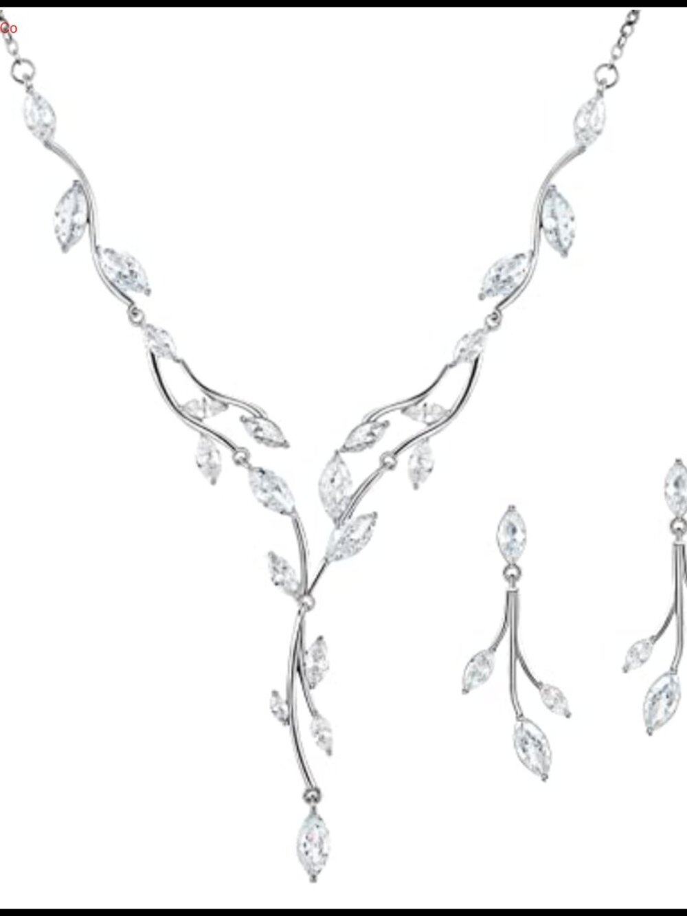 SWEETV Cubic Zirconia Vine Wedding Jewelry Set Necklace Earrings Bridal